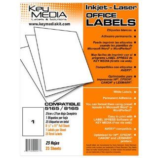 Office Labels   Size 8 1/2 X 11 Inch. 25 Sheets   25 Total