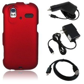 HTC Amaze 4G   Red Hard Plastic Case Cover + Car Charger