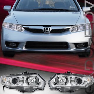 Honda Civic 06 07 2dr Chrome LED Style Projector Headlight EX Coupe