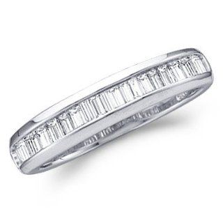 Diamond Wedding Ring 14k White Gold Baguette Band (1/2 Carat), Size 9