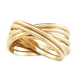 14K Yellow Gold 6 Band Rolling Ring Jewelry 