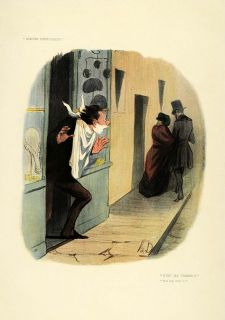 1904 Print Honore Daumier French Art Humorous Infidelity Barbershop