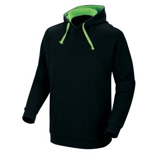 Ililily Double Layer Cotton Hood Sweatshirt Contrast Color Matched