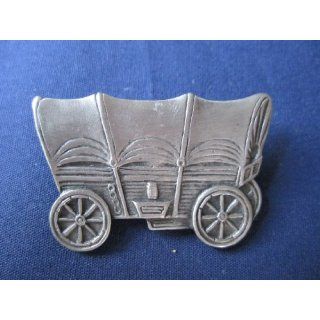 Pewter Western Frontier Covered Wagon Scatter Pin Brooch 1