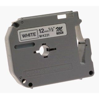 Brother M231 1/2 Inch Black on White Tape for P Touch