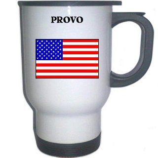 US Flag   Provo, Utah (UT) White Stainless Steel Mug