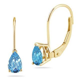 66 Ct Swiss Blue Topaz Stud Earrings in 14K Yellow Gold Jewelry