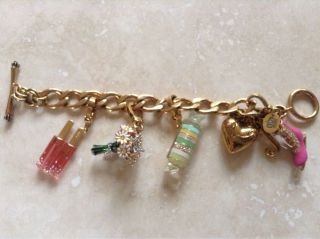 Juicy Couture Gold Charm Bracelet w Four Charms