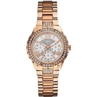 GUESS Womens U0111L3 Rose Gold Tone Sparkling Watch Watches 