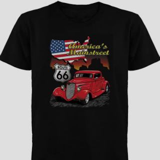 Hot Rod GearHead Americas Main St Route 66 Car T Shirt