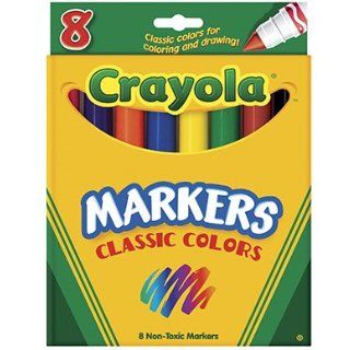 Crayola  Non Washable Markers, Broad Point, Classic