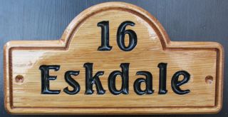 Our traditional railway arch shaped solid oak house name & number or