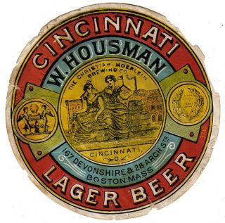 1880s Cincinnati Lager Beer Label Cincinnati Oh Moerlein