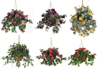 Realistic Hanging Plants House Flower Arrangement Silk Fake Basket