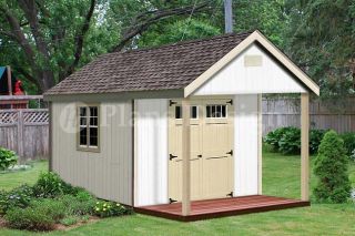 12 x 16 Shed with Porch Pool House Plans P81216 Free Material List