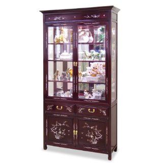 40in Rosewood Mother of Pearl Inlaid Curio Cabinet Home