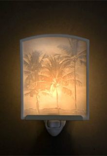  Hawaiian Theme Hawaiiana Tropical Porcelain Night Light ~ PALM TREES
