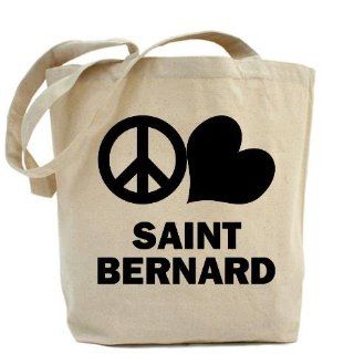 Peace Love Saint Bernard Pets Tote Bag by 