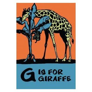 G is for Giraffe   12x18 Framed Print in Gold Frame (17x23