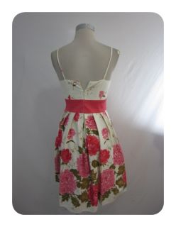 New J Howard Ivory Multi Floral Empire Stretch Cotton Spaghetti Dress