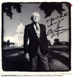 Senator Howard Metzenbaum Signed Original Autographed