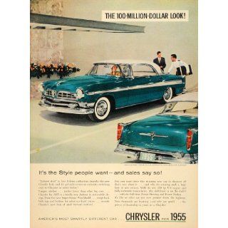 1955 Ad Vintage Blue Chrysler New Yorker Deluxe V8