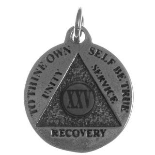 Alcoholics Anonymous Mini Medallion, 25 Year (XXV), 13/16 Wide 1 1/16