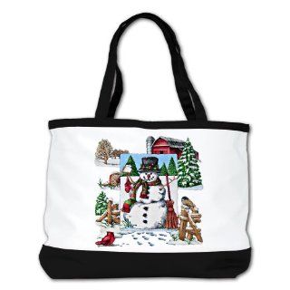 Shoulder Bag Purse (2 Sided) Black Christmas Snowman and