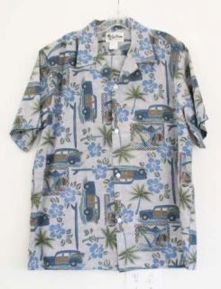 Howie Mens Hawaiian Woodies Aloha Shirt Sz L
