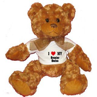 I Love/Heart Greater Swiss Plush Teddy Bear with WHITE T