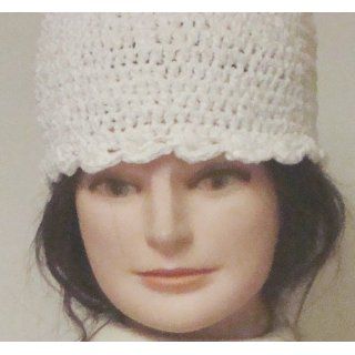 Nc22 Hand Crocheted Ivory Chenille Gimp Skull Cap Offered