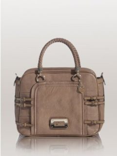 GUESS Baden Small Satchel, BROWN Clothing