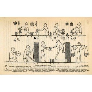 1854 Woodcut Ancient Egyptian Pottery Vases Archaeology