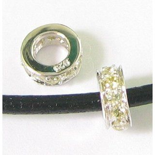 Sterling Silver Round Rondelle Jonquil Yellow Cz Crystal Bead Charm