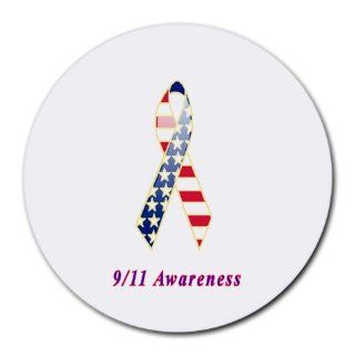9/11 Awareness Ribbon Round Mouse Pad