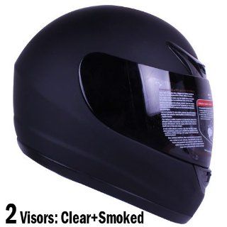 901 mattebk pl Matte Black Full Face Motorcycle Helmet DOT +2 Visor