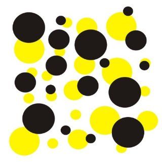 set of 106 Yellow and Black polka dots Vinyl wall