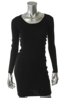 Calvin Klein New Black Ribbed Scoop Neck Long Sleeve Sweaterdress