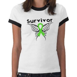 Non Hodgkins Lymphoma Survivor Tribal Butterfly Tee Shirt