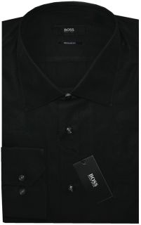 NEW BLACK HUGO BOSS BLACK LABEL REGULAR FIT BROADCLOTH DRESS SHIRT 18