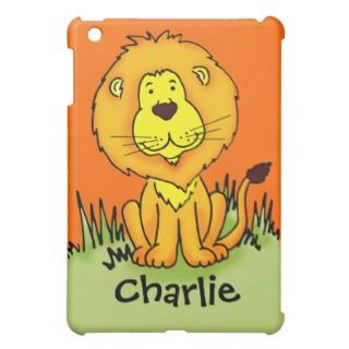 Kids named lion face orange ipad mini case 