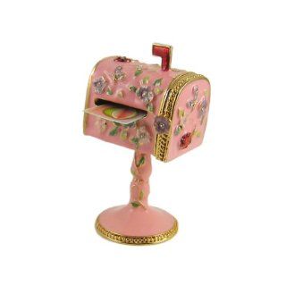 Mailbox Trinket Box Stamp Dispenser Bejeweled Pink