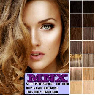 Premium Clip in Remy Human Hair Extensions Full Head Any Colour Size