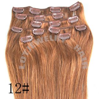  British street style 7p 15 Inch longClip In Real Human Hair Extension