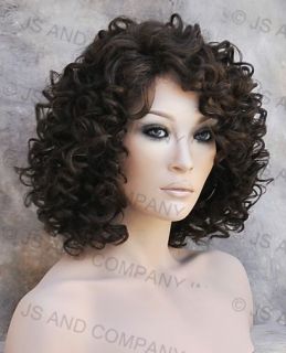 Human Hair Blend Wig Short Corkstrew Curly Brown Mix Heat Safe Mel MF4