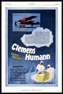 Antique Print Advertising Clemens Humann Aircraft Oil Tank Daimler