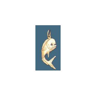 Peter Costello 14K Gold 30MM Jumping Bull Dolphin Nautical