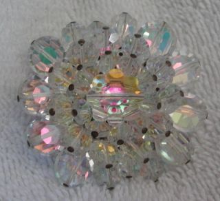 Stunning Vintage Pave Crystal Glass Flower Brooch Pin
