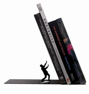  Design Falling Books Metal Bookend Humorous Book Stand Black