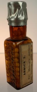 Amber Humphreys Homeopahtic Arnica Labeled Bottle with Contents